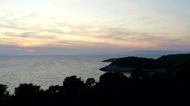 amazing Sunset in Pomena, Mljet Island in Croatia (drone)