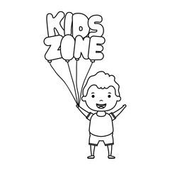 cute little boy with kids zone balloons helium