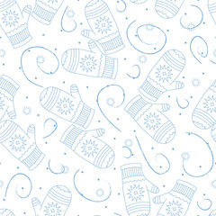 Mittens. Winter background. Christmas and New Year seamless pattern