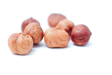 Hazelnuts isolated on white background with clipping path