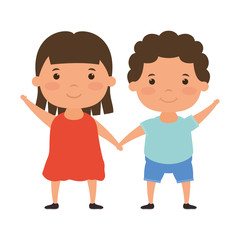 cute little kids couple comic characters