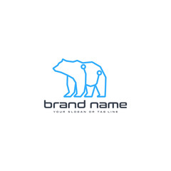 bear technology logo design vector template white background