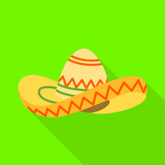 Vector illustration of sombrero and hat sign. Graphic of sombrero and mexico stock symbol for web.
