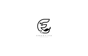 Obraz premium abstract stylized linear curve flourishes monogram E Logo