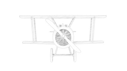 3d rendering of a world war 1 bi plane isolated in white background