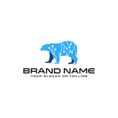 bear technology logo design vector template white background