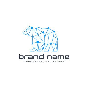 bear technology logo design vector template white background