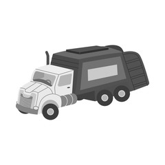 Vector design of truck and trash sign. Graphic of truck and clean vector icon for stock.