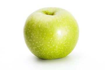Delicious appetizing beautiful fresh green apple isolated on a white background.