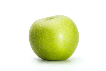Delicious appetizing beautiful fresh green apple isolated on a white background.