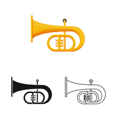 Vector illustration of trumpet and band icon. Web element of trumpet and gold stock vector illustration.