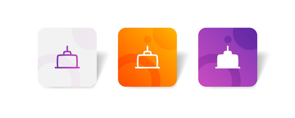 Birthday cake round icon in outline and solid style with colorful smooth gradient background, suitable for UI, app button,  infographic, etc