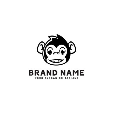 monkey logo design vector template white background