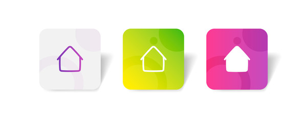 Home round icon in outline and solid style with colorful smooth gradient background, suitable for UI, app button,  infographic, etc