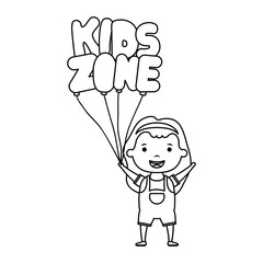 cute little girl with kids zone balloons helium character