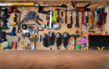 Table with tools as a background
