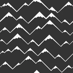 Foto op Plexiglas Bergen Abstracte bergen met besneeuwde toppen naadloos patroon.
