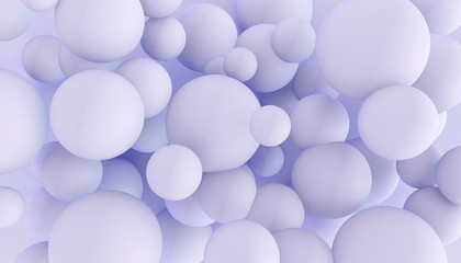 Abstract background with balls of different sizes. Cute, childish, gentle background. 3D rendering.