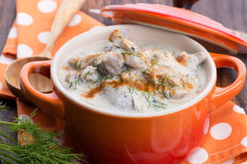 turkish traditional tripe soup; iskembe corbasi and offal soup