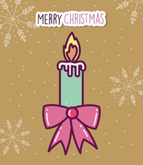 merry christmas celebration candle flame gift bow snow