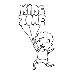 cute little boy with kids zone balloons helium