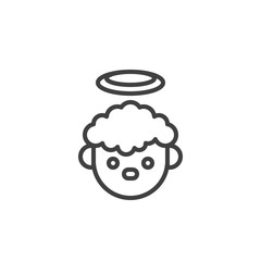 Angel boy line icon. linear style sign for mobile concept and web design. Christmas boy with halo outline vector icon. Symbol, logo illustration. Vector graphics