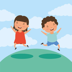 couple of little kids in the field