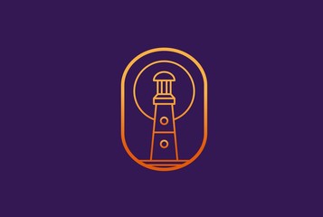 Modern simple lighthouse coastal beach logo design vector graphic