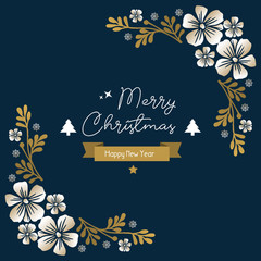 Sketch element of leaf floral frame, for text merry christmas and happy new year. Vector