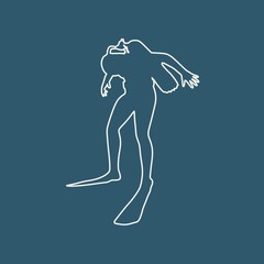 Silhouette of diver. Outline web icon of diver. The concept of sport diving.