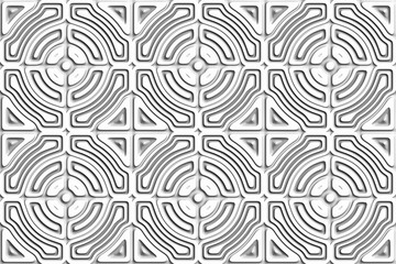 Abstract Geometric 3D white background. Seamless pattern. Rendering illustration.