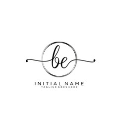 BE Initial handwriting logo with circle template vector.