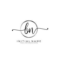 BN Initial handwriting logo with circle template vector.