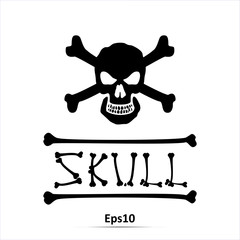 Skull and crossbones - a mark of the danger warning. Vector Illustration. Icon isolated on white background