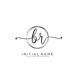 Obraz premium BR Initial handwriting logo with circle template vector.
