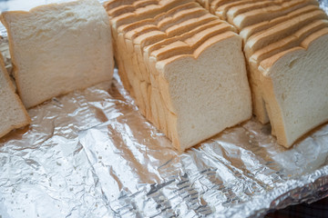 Bread sheet on dish breakfast