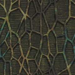 Fotobehang Industriële stijl Koperen naadloze textuur met geometrisch patroon op een oxide metalen achtergrond, 3d illustratie