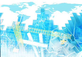 Real estate or building construction market background. 3d illustration .