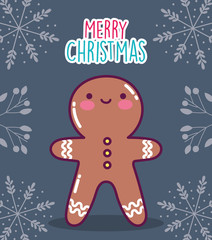 merry christmas celebration gingerbread man biscuit branches decoration