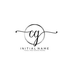 CG Initial handwriting logo with circle template vector.