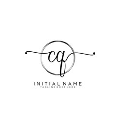 CQ Initial handwriting logo with circle template vector.