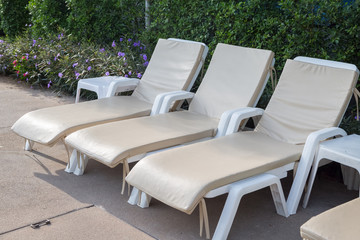 Sunbeds to relax by the pool