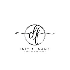 DF Initial handwriting logo with circle template vector.