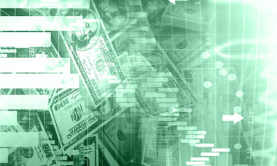 Financial stock market graph with candlestick chart. Stock trading concept. 3d illustration.