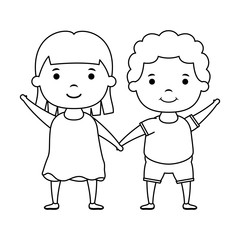 cute little kids couple comic characters