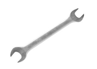Metal wrench close up. Wrench isolate on a white background.