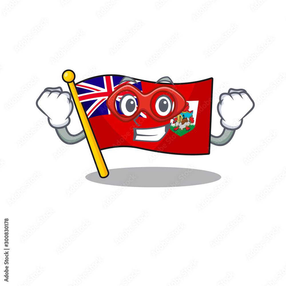 Sticker super hero illustration flag bermuda on the mascot