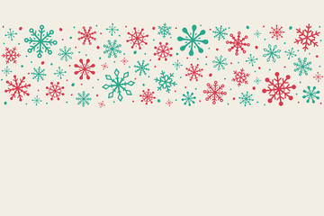 Hand drawn snowflakes on background with copyspace. Christmas ornament. Vector
