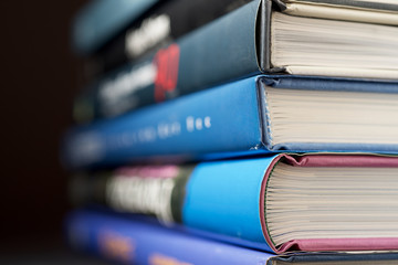 Books stacked view