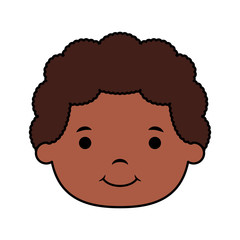 cute little afro boy head comic character